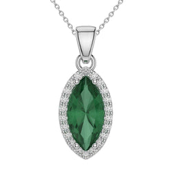 3.60 Ct groene smaragd met diamanten hanger ketting 14K witgoud