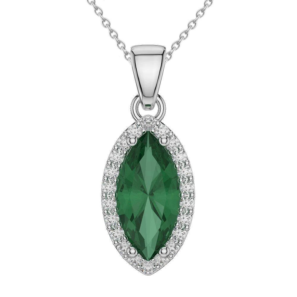 3.60 Ct groene smaragd met diamanten hanger ketting 14K witgoud - harrychadent.nl