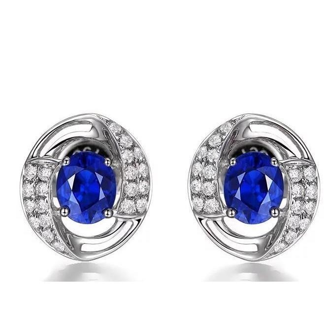 3.60 karaat saffier en diamanten dames oorknopjes wit goud 14k - harrychadent.nl