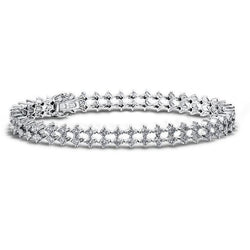 3,60 karaat Dubbele Rij Echt Diamanten Dames Armband Goud Wit 14K Nieuw