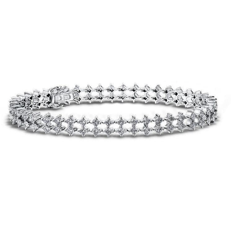 3,60 karaat Dubbele Rij Echt Diamanten Dames Armband Goud Wit 14K Nieuw - harrychadent.nl