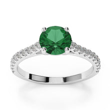 Afbeelding in Gallery-weergave laden, 3.7 ct groene smaragd met diamanten trouwring 14 kt witgoud - harrychadent.nl
