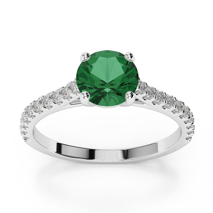 3.7 ct groene smaragd met diamanten trouwring 14 kt witgoud - harrychadent.nl