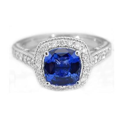 3.70 Ct Ceylon blauwe saffier diamanten ring wit goud 14k - harrychadent.nl