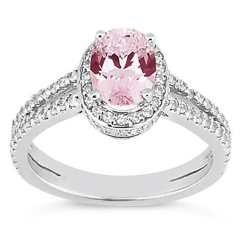 3.73 Ct Prong Setting Halo Roze Edelsteen Ovale Diamanten Ring - harrychadent.nl