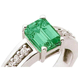 3.75 ct groene smaragd en diamanten ring solitaire met accenten
