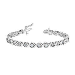 3,75 Karaat Ronde Echt Diamanten X-stijl Tennisarmband Wit Goud 14K