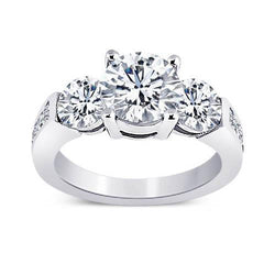 3.76 karaat ronde diamanten drie stenen stijl verlovingsring sieraden