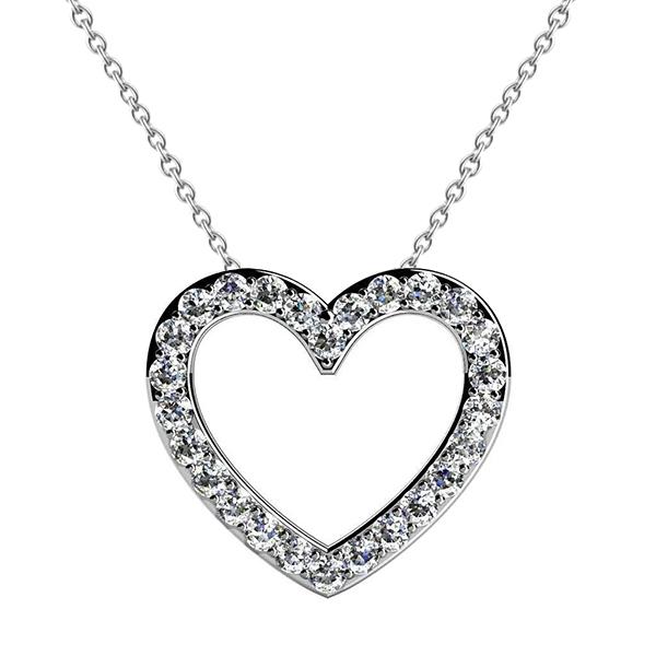3,90 Karaat Ronde Geslepen Echt Diamanten Hart Hanger Ketting Wit Goud 14K