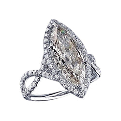 3.91 Carat Marquise diamanten pave fancy Solitaire Ring met accenten