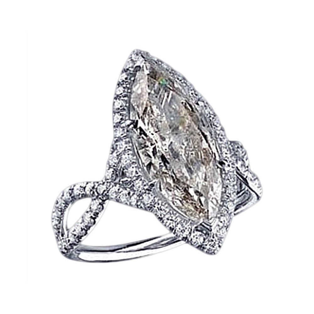 3.91 Carat Marquise diamanten pave fancy Solitaire Ring met accenten - harrychadent.nl