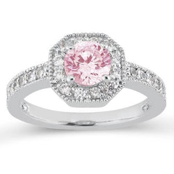 3.91 karaat verjaardag roze saffier Halo diamanten edelsteen ring