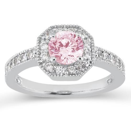 3.91 karaat verjaardag roze saffier Halo diamanten edelsteen ring - harrychadent.nl