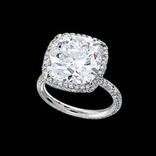 Afbeelding in Gallery-weergave laden, 3 Ct. Kussen &amp; Ronde Echt Diamanten Halo Verlovingsring Nieuw - harrychadent.nl
