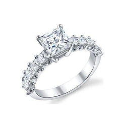 3 Ct Natuurlijke uit de aarde gewonnen Diamant Prinsesslijpsel Sprankelende Verlovingsring Witgoud