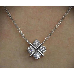 3 Ct Ronde Echt Diamanten Kruisstijl Dame Ketting Hanger Wit Goud 14K