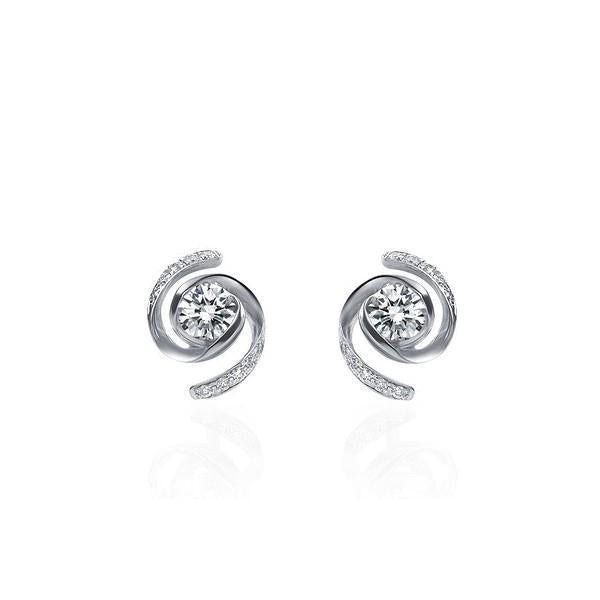 3 Karaat Cirkelvormige Oorknopjes Rond Geslepen Echt Diamanten Wit Goud