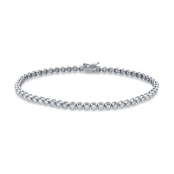 3 Karaat Dames Ronde Geslepen Echt Diamanten Tennisarmband Wit Massief Goud 14K