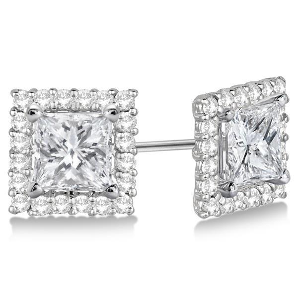 3 Karaat Echt Diamanten Jas Oorbel Studs Halo Wit Goud 14K Sieraden