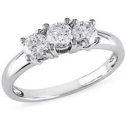 3 Karaat Echt Diamanten Trouwring Drie Stenen Ronde Geslepen
