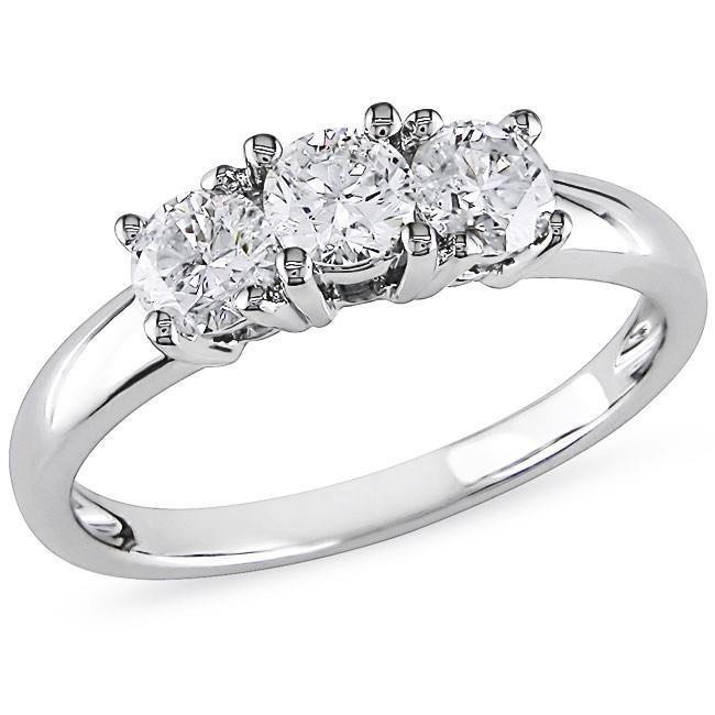 3 Karaat Echt Diamanten Trouwring Drie Stenen Ronde Geslepen