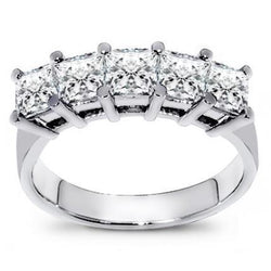 3 Karaat Princess Cut Five Stone Echt Diamant Band