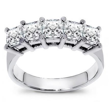 3 Karaat Princess Cut Five Stone Echt Diamant Band - harrychadent.nl
