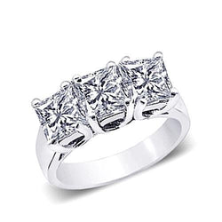 3 Karaats Echt Diamanten Drie Stenen Ring Dame Massief Wit Goud
