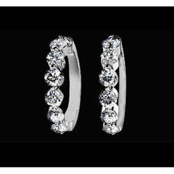 3 Karaats Echt Diamanten Hoepel Oorbellen Dames Sieraden Massief Wit Goud