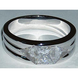 Heren 3-Steens Natuurlijke uit de aarde gewonnen Diamanten Ring 3.25 Ct. Witgoud 14K
