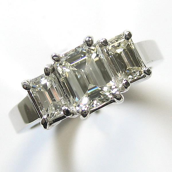 3 Stenen Smaragd Geslepen Echt Diamanten Ring