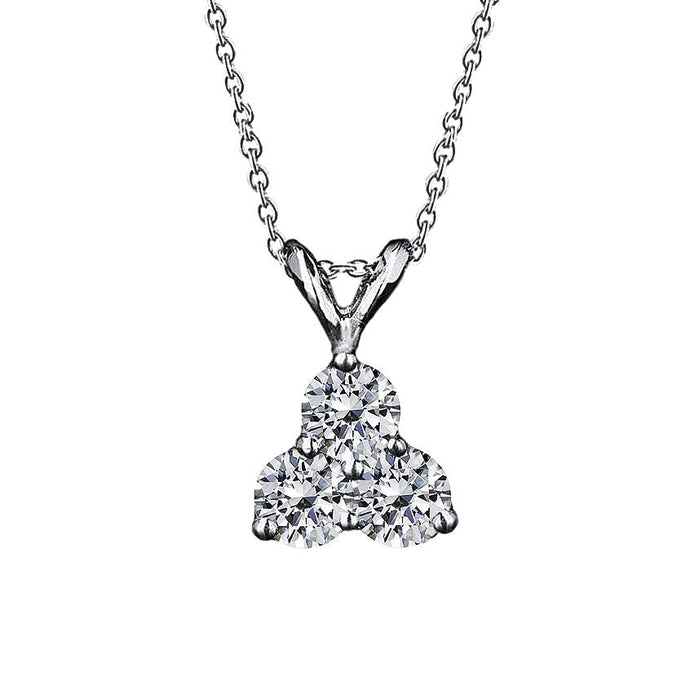 3 Stenen Stijl Echt Diamanten Hanger 3,00 Karaat Rond Geslepen Wit Goud 14K