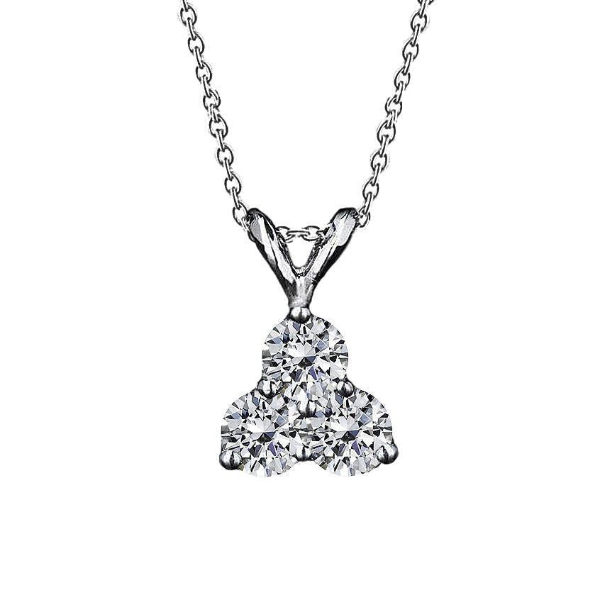 3 Stenen Stijl Echt Diamanten Hanger 3,00 Karaat Rond Geslepen Wit Goud 14K