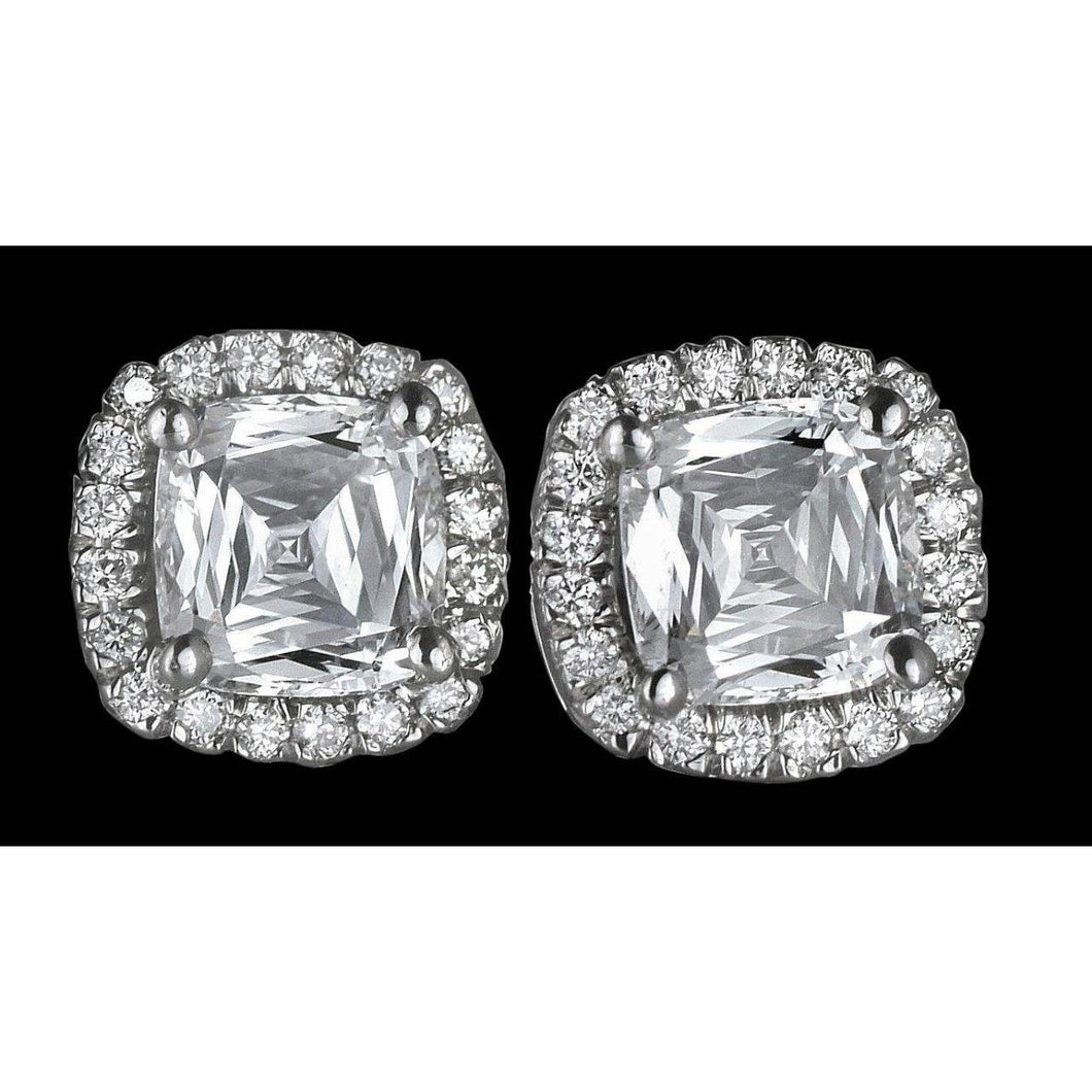 3 karaats Halo Echt Diamanten Oorknopjes Wit Goud 14K - harrychadent.nl