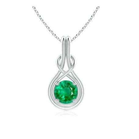 4 Ct Prong Set Groene Smaragd Hanger Met Ketting 14K Wit Goud - harrychadent.nl