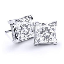 Afbeelding in Gallery-weergave laden, 4 ct Big Solitaire Princess Diamond Stud Earring massief wit goud 14K - harrychadent.nl
