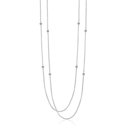 4 ct Diamanten op maat gesneden ketting dubbele 46 cm ketting witgoud