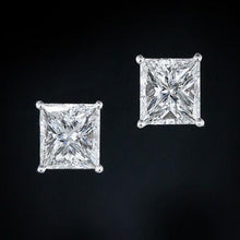 Afbeelding in Gallery-weergave laden, 4 ct Big Princess Cut Prong Set Diamond Stud Earring - harrychadent.nl
