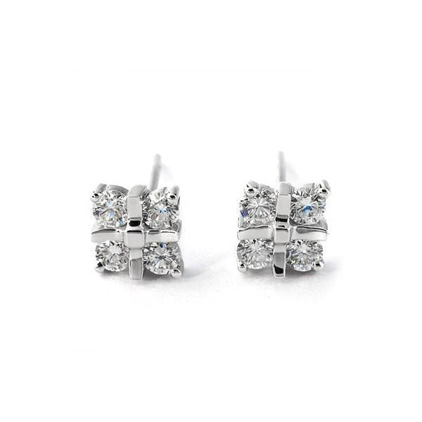 4 ct ronde briljant geslepen diamanten witgouden dames oorknopjes - harrychadent.nl