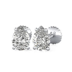 4 griffenzetting peer geslepen diamanten Stud Earring massief wit goud 2 ct.