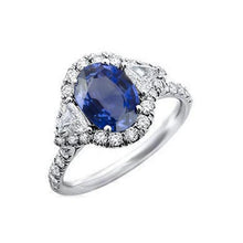 Afbeelding in Gallery-weergave laden, 4 karaat Ceylon Saffier En Diamanten Ring Wit Goud 14K - harrychadent.nl
