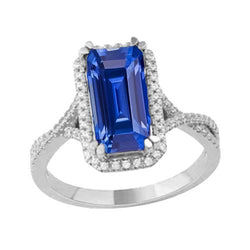 4 karaat Halo Emerald Sri Lankaanse saffier & diamanten ring goud
