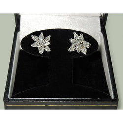 4 karaat peervorm Ronde Diamanten cluster oorbellen goud