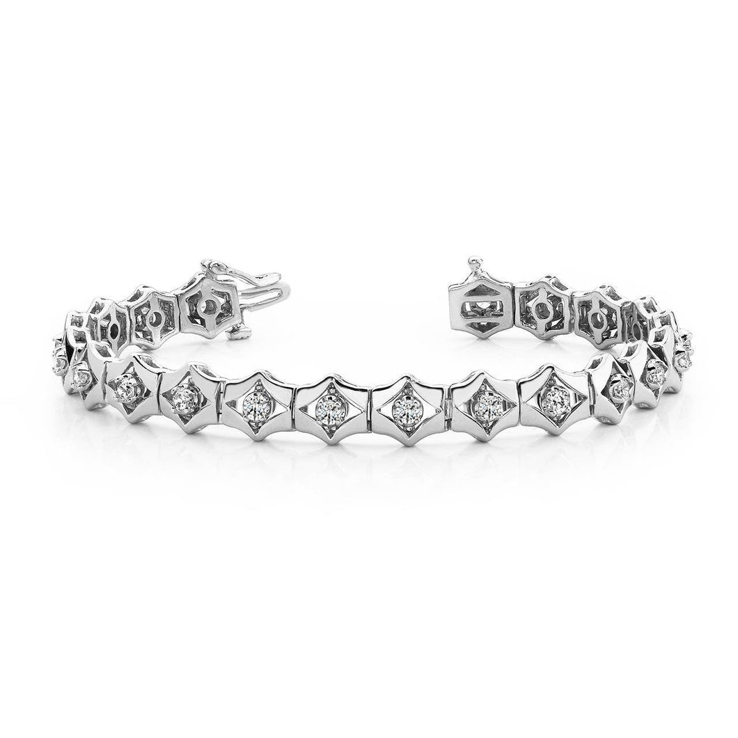 4 karaat ronde prong set box diamanten armband wit goud 14K sieraden - harrychadent.nl