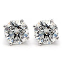 4 Karaat Ronde Sprankelende Natuurlijke uit de aarde gewonnen Diamanten Dames Oorknopjes Witgoud 14K
