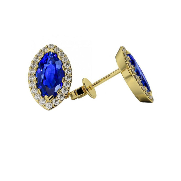 4 karaat saffier met diamanten dame studs geel goud 14K - harrychadent.nl