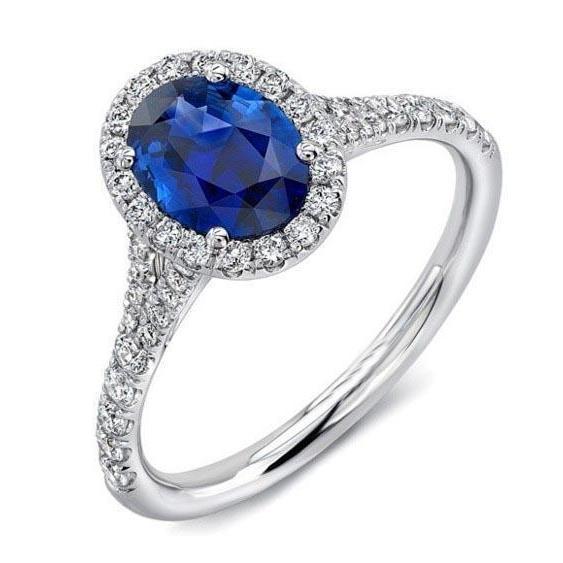 4 karaats Sri Lankaanse saffier diamanten ring Prong set wit goud 14K - harrychadent.nl
