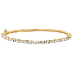 4 Karaat Rond Briljant Echte Natuurlijke uit de aarde gewonnen Diamanten Bangle Geelgoud 14K
