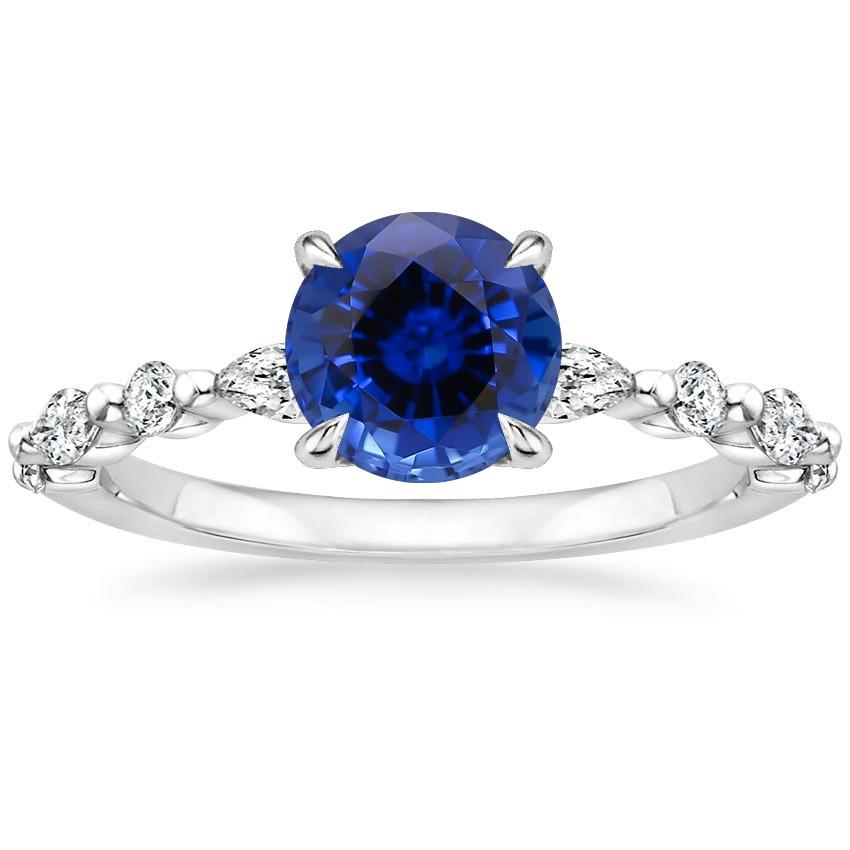 4 karaats verlovingsring rond Ceylon Sapphire & diamant Marquise Gold - harrychadent.nl