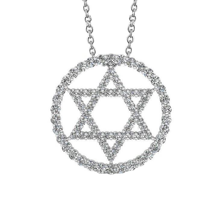 4.10 Ct Ronde Geslepen Echt Diamanten Cirkel Ster Hanger Ketting
